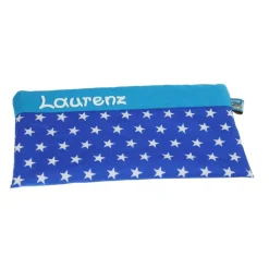 Federmäppchen Sterne blau mit Namen personalisiert Mäppchen Schulmäppchen Schlamperle Brillenetui Schlampermäppchen