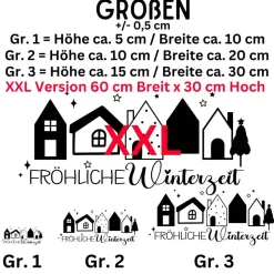 Fensterbild fröhliche Winterzeit Weihnachtsdekoration Sticker Aufkleber 2 Farben 3 Größen auch in XXL