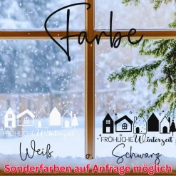 Fensterbild fröhliche Winterzeit Weihnachtsdekoration Sticker Aufkleber 2 Farben 3 Größen auch in XXL