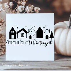 Fensterbild fröhliche Winterzeit Weihnachtsdekoration Sticker Aufkleber 2 Farben 3 Größen auch in XXL