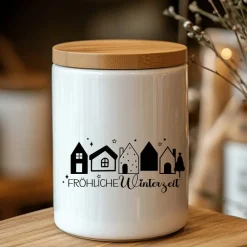 Fensterbild fröhliche Winterzeit Weihnachtsdekoration Sticker Aufkleber 2 Farben 3 Größen auch in XXL