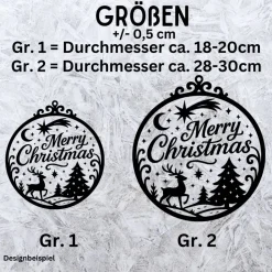 Fensterbild Kranz Aufkleber Merry Christmas Ornament Stil | Winterzeit Deko für Advent und Weihnachten, Exklusiv