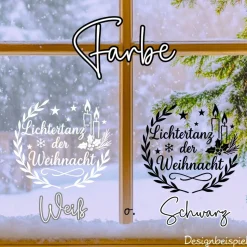 Fensterbild Kranz Aufkleber Lichtertanz der Weihnacht  | Winterzeit Deko für Advent und Weihnachten, Exklusiv