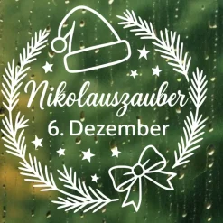 Fensterbild Kranz Aufkleber 6.Dezember Nikolaustag | Winterzeit Deko Adventzeit und Nikolaus , Exklusiv