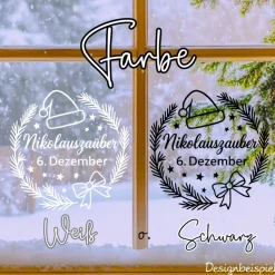 Fensterbild Kranz Aufkleber 6.Dezember Nikolaustag | Winterzeit Deko Adventzeit und Nikolaus , Exklusiv