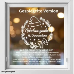 Fensterbild Kranz Aufkleber 6.Dezember Nikolaustag | Winterzeit Deko Adventzeit und Nikolaus , Exklusiv