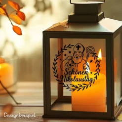 Fensterbild Kranz Aufkleber schönen Nikolaustag | Winterzeit Deko Adventzeit und Nikolaus , Exklusiv