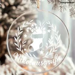 Fensterbild Kranz Aufkleber Nikolausgrüße Nikolaustag | Winterzeit Deko Adventzeit und Nikolaus , Exklusiv