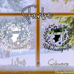 Fensterbild Kranz Aufkleber Nikolausgrüße Nikolaustag | Winterzeit Deko Adventzeit und Nikolaus , Exklusiv