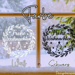 Fensterbild Kranz Aufkleber Frohe Weihnachten Mistelkranz | Winterzeit Deko für Advent und Weihnachten, Exklusiv