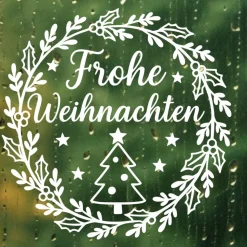 Fensterbild Kranz Aufkleber Frohe Weihnachten Mistelkranz | Winterzeit Deko für Advent und Weihnachten, Exklusiv