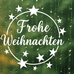 Fensterbild Kranz Aufkleber Frohe Weihnachten Sterne  | Winterzeit Deko für Advent und Weihnachten, Exklusiv