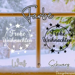 Fensterbild Kranz Aufkleber Frohe Weihnachten Sterne  | Winterzeit Deko für Advent und Weihnachten, Exklusiv