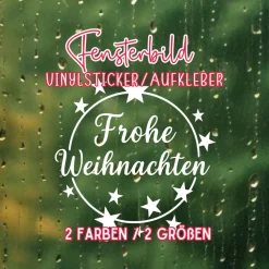 Fensterbild Kranz Aufkleber Frohe Weihnachten Sterne  | Winterzeit Deko für Advent und Weihnachten, Exklusiv