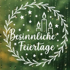 Fensterbild Kranz Aufkleber Besinnliche Feiertage| Winterzeit Deko für Advent und Weihnachten, Exklusiv