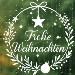 Fensterbild Kranz Aufkleber Frohe Weihnachten | Winterzeit Deko für Advent und Weihnachten, Exklusiv