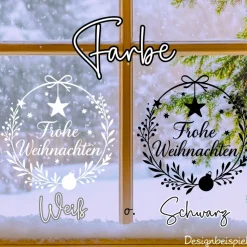 Fensterbild Kranz Aufkleber Frohe Weihnachten | Winterzeit Deko für Advent und Weihnachten, Exklusiv