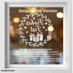 Fensterbild Kranz Aufkleber Frohes Fest Geschenke| Winterzeit Deko für Advent und Weihnachten, Exklusiv