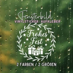 Fensterbild Kranz Aufkleber Frohes Fest Geschenke| Winterzeit Deko für Advent und Weihnachten, Exklusiv