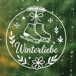 Fensterbild Kranz Aufkleber Winterliebe | Winterzeit Deko für Advent und Weihnachten, Exklusiv