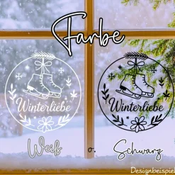 Fensterbild Kranz Aufkleber Winterliebe | Winterzeit Deko für Advent und Weihnachten, Exklusiv