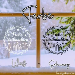 Fensterbild Kranz Aufkleber Frohe Weihnachten Kerzen | Winterzeit Deko für Advent und Weihnachten, Exklusiv