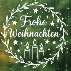 Fensterbild Kranz Aufkleber Frohe Weihnachten Kerzen | Winterzeit Deko für Advent und Weihnachten, Exklusiv