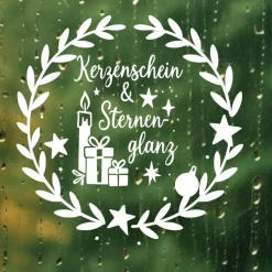 Fensterbild Kranz Aufkleber Kerzenschein & Sternenglanz  | Winterzeit Deko für Advent und Weihnachten, Exklusiv