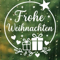 Fensterbild Kranz Aufkleber Frohe Weihnachten Geschenk | Winterzeit Deko für Advent und Weihnachten, Exklusiv