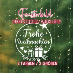 Fensterbild Kranz Aufkleber Frohe Weihnachten Geschenk | Winterzeit Deko für Advent und Weihnachten, Exklusiv