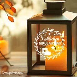 Fensterbild Kranz Aufkleber Fröhlichen Nikolaustag | Winterzeit Deko Adventzeit und Nikolaus , Exklusiv