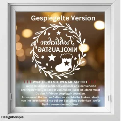 Fensterbild Kranz Aufkleber Fröhlichen Nikolaustag | Winterzeit Deko Adventzeit und Nikolaus , Exklusiv