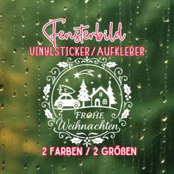 Fensterbild Kranz Aufkleber Frohe Weihnachten | Winterzeit Deko für Advent und Weihnachten, Exklusiv