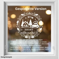 Fensterbild Kranz Aufkleber Frohe Weihnachten | Winterzeit Deko für Advent und Weihnachten, Exklusiv