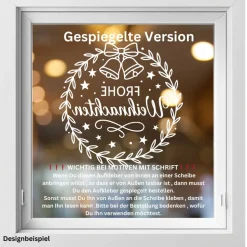 Fensterbild Kranz Aufkleber Frohe Weihnachten Glocke | Winterzeit Deko für Advent und Weihnachten, Exklusiv