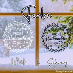 Fensterbild Kranz Aufkleber Frohe Weihnachten Glocke | Winterzeit Deko für Advent und Weihnachten, Exklusiv