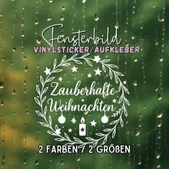 Fensterbild Kranz Aufkleber Zauberhafte Weihnachten | Winterzeit Deko für Advent und Weihnachten, Exklusiv