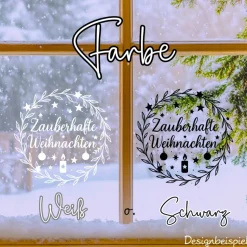 Fensterbild Kranz Aufkleber Zauberhafte Weihnachten | Winterzeit Deko für Advent und Weihnachten, Exklusiv