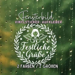 Fensterbild Kranz Aufkleber festliche Grüße | Winterzeit Deko für Advent und Weihnachten, Exklusiv