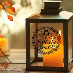 Fensterbild Kranz Aufkleber festliche Grüße | Winterzeit Deko für Advent und Weihnachten, Exklusiv