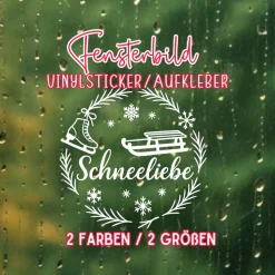Fensterbild Kranz Aufkleber Schneeliebe | Winterzeit Deko für Advent und Weihnachten, Exklusiv