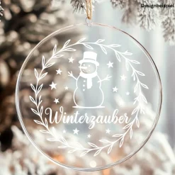 Fensterbild Kranz Aufkleber Winterzauber Schneemann | Winterzeit Deko für Advent und Weihnachten, Exklusiv