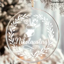 Fensterbild Kranz Aufkleber Nikolausstiefel Nikolaustag | Winterzeit Deko Adventzeit und Nikolaus , Exklusiv