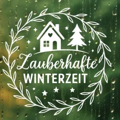 Fensterbild Kranz Aufkleber Zauberhafte | Winterzeit Deko für Advent und Weihnachten, Exklusiv