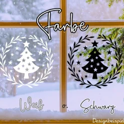Fensterbild Skandi Stil minimalistischer Aufkleber Tannenbaum | Winterzeit Deko für Advent und Weihnachten, Exklusiv