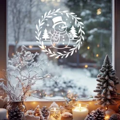 Fensterbild Skandi Stil minimalistischer Aufkleber Schneemann | Winterzeit Deko für Advent und Weihnachten, Exklusi