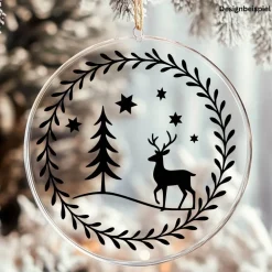 Fensterbild Skandi Stil minimalistischer Aufkleber Hirsch | Winterzeit Deko für Advent und Weihnachten, Exklusiv