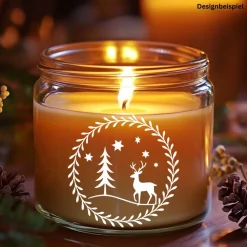 Fensterbild Skandi Stil minimalistischer Aufkleber Hirsch | Winterzeit Deko für Advent und Weihnachten, Exklusiv