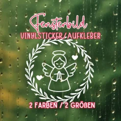 Fensterbild Skandi Stil minimalistischer Aufkleber Engel | Winterzeit Deko für Advent und Weihnachten, Exklusiv