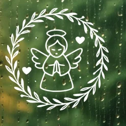 Fensterbild Skandi Stil minimalistischer Aufkleber Engel | Winterzeit Deko für Advent und Weihnachten, Exklusiv